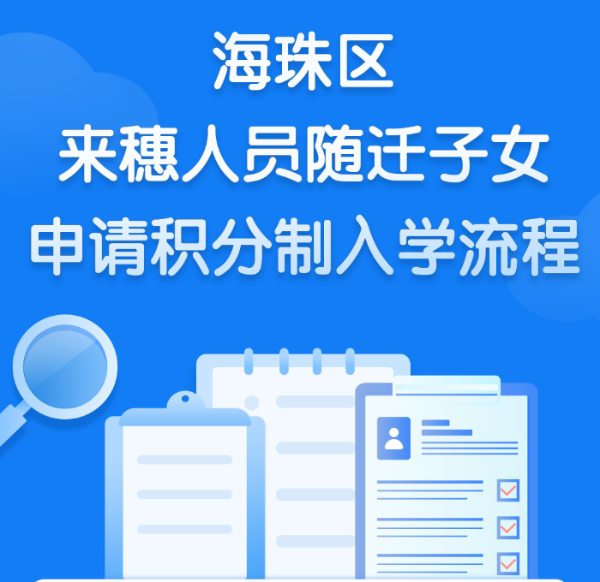 【一图读懂】海珠区来穗人员随迁子女申请积分制入学流程