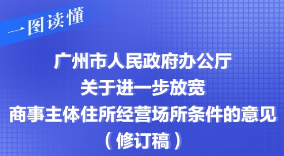 【一图读懂】大阳城集团娱乐视频办公厅关于进一步放宽商事主体住所经营场所条件的意见（修订稿）
