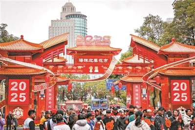 广州11区花市悉数开锣 市民游客“行花街”迎申遗成功后首个春节